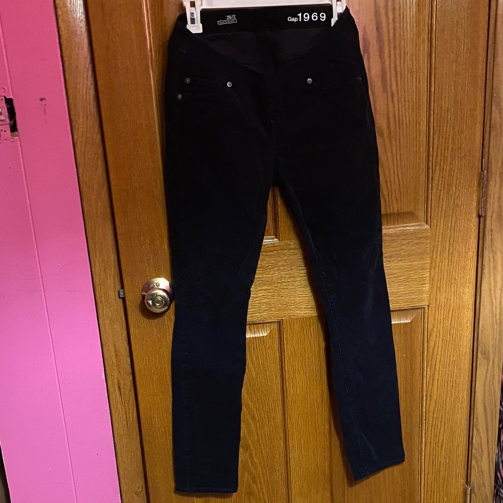 GAP 1969 Black Corduroy Always Skinny Maternity Jeans